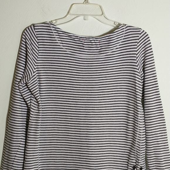 Max Studio Weekend Nautical Top Women's Size S Black White Striped Long Sleeve - Picture 9 of 12